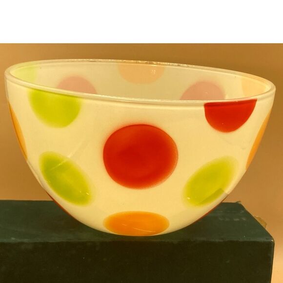 Walther Love Shakes Mixing Bowl 8" Polka dot MCM Mid century Vintage Glass - Picture 7 of 7